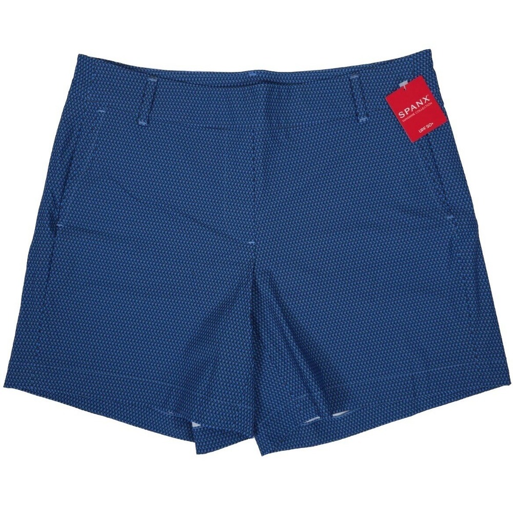 SPANX New Geo Scape Blue Sunshine Shorts 6" 50420R UPF 50+ MEDIUM